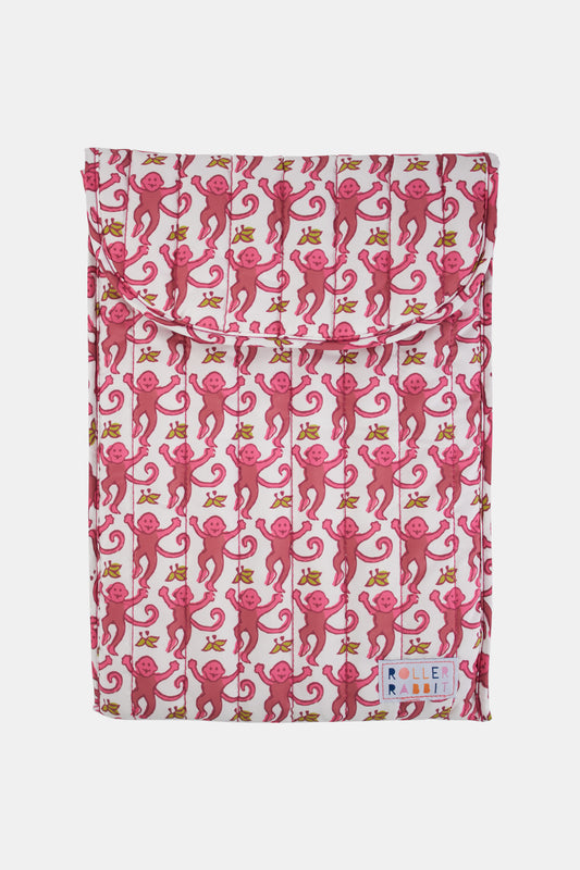 Roller Rabbit Pink Monkey Quilted Laptop Case