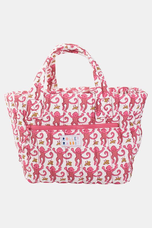 Roller Rabbit Monkey Small Quilted Tote