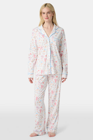 Roller Rabbit Monkey Said Yes Long Sleeve Polo Pajamas 