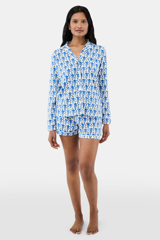 Roller Rabbit Women's Blue Monkey Paola Polo Pajamas view 1