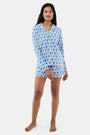Roller Rabbit Women's Blue Monkey Paola Polo Pajamas