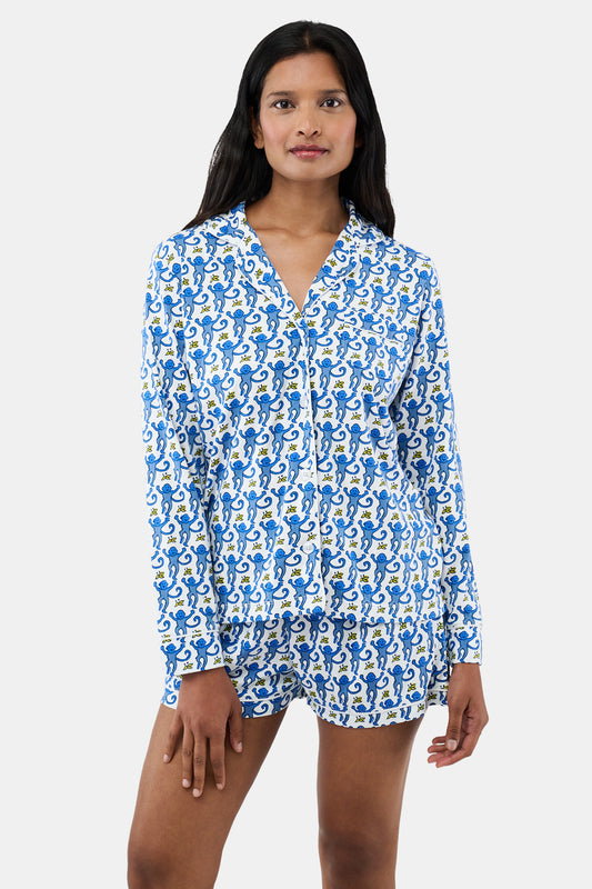 Roller Rabbit Women's Blue Monkey Paola Polo Pajamas view 2