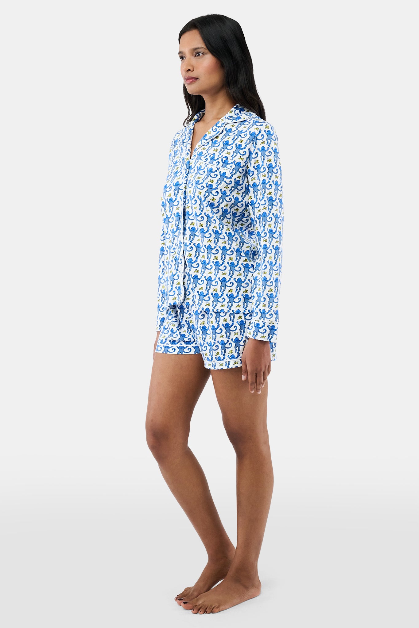 Roller Rabbit Women's Blue Monkey Paola Polo Pajamas  view 4