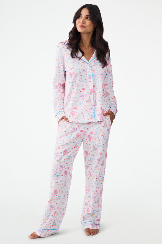 Roller Rabbit Monkey Said Yes Long Sleeve Polo Pajamas  view 1