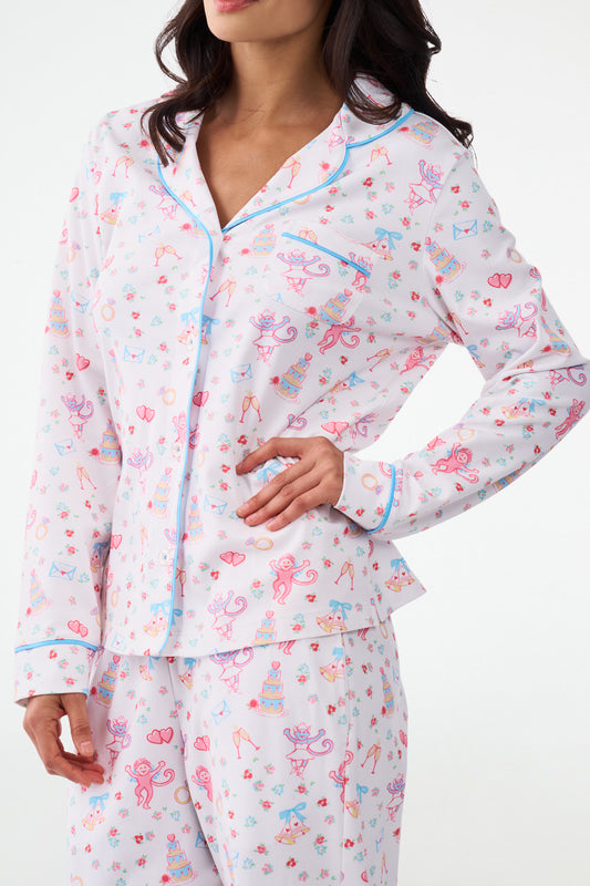 Roller Rabbit Monkey Said Yes Long Sleeve Polo Pajamas  view 2
