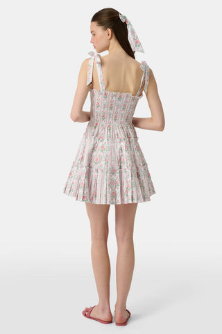 Roller Rabbit x Hill House Pink Monkey Block Stripe Ribbon Charlotte Nap Dress