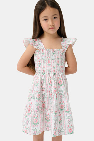 Roller Rabbit Pink Kids Monkey Block Stripe Tiny Ellie Nap Dress