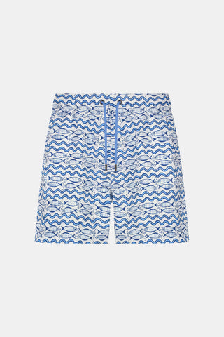 Roller Rabbit White Mens Fish Stripe Swim Trunks