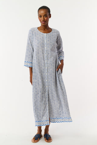 Roller Rabbit White Naolin Fish Border Anu Long Kurta