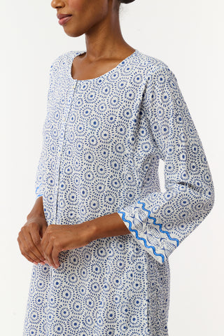 Roller Rabbit White Naolin Fish Border Anu Long Kurta