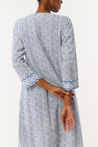 Roller Rabbit White Naolin Fish Border Anu Long Kurta