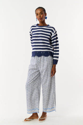 Roller Rabbit White Naolin Fish Border Caspian Pant