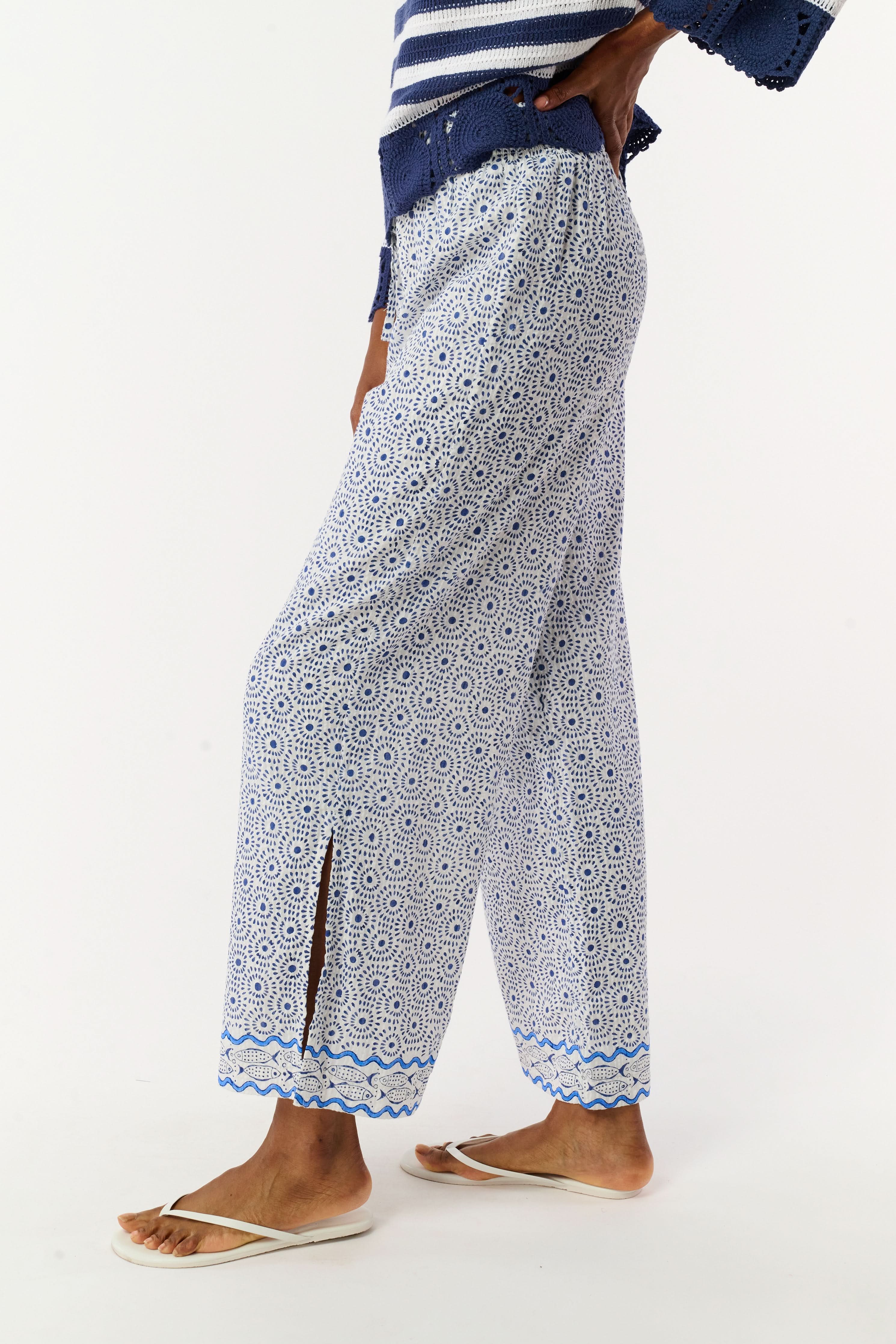 Naolin Fish Border Caspian Pant | ROLLER RABBIT – Roller Rabbit
