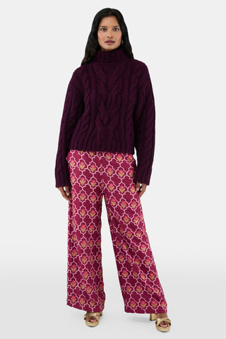 ROLLER RABBIT WHITE AND BURGUNDY NAOMI SWEATER