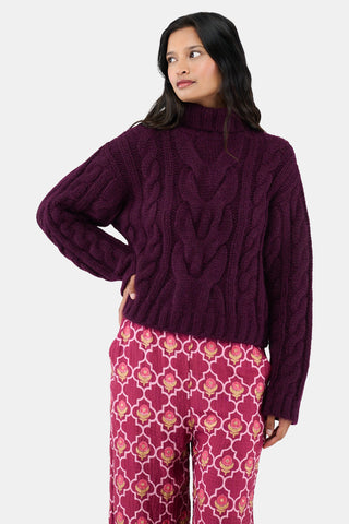 ROLLER RABBIT WHITE AND BURGUNDY NAOMI SWEATER