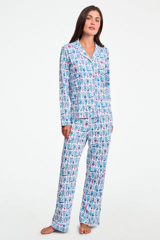 Newport Beach Monkey Long Sleeve Polo Pajamas