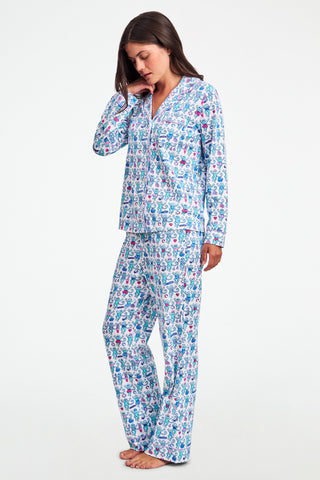 Newport Beach Monkey Long Sleeve Polo Pajamas