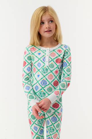Roller Rabbit Green Kids Ornament Trellis Pajamas