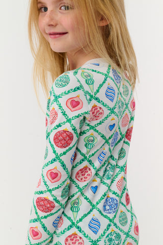 Roller Rabbit Green Kids Ornament Trellis Pajamas