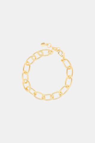 MADISON 501 Oval Link Bracelet Chain, a gold-tone oval link chain bracelet featuring a small heart charm and a lobster claw clasp.