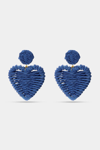 Roller Rabbit Navy Rattan Heart Earring