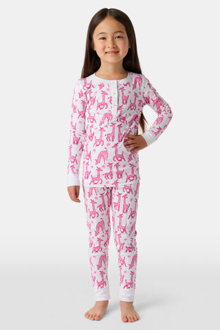 Roller Rabbit Pink Kids Gigi Giraffe Pajamas
