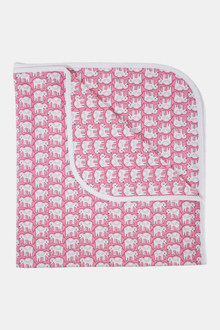 Roller Rabbit Pink Infant Hathi Receiving Blanket