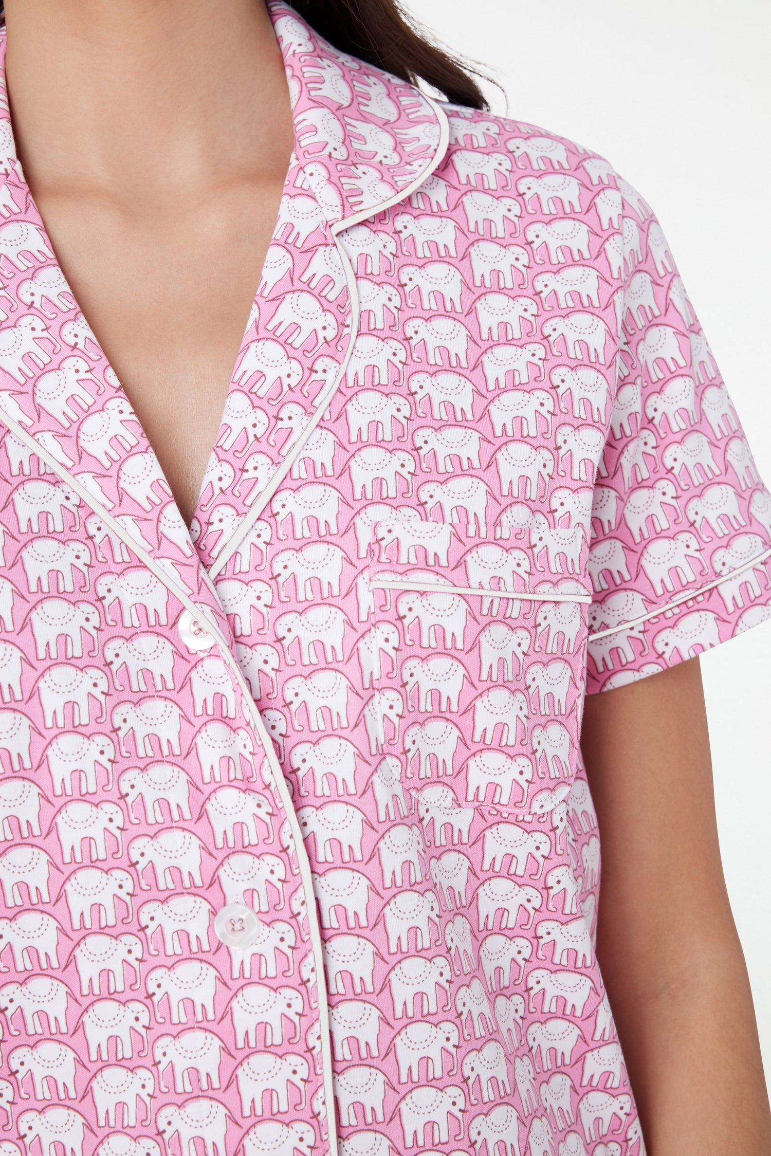 Roller Rabbit Pink & White Hathi Polo Pajamas
