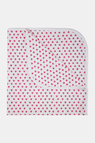 Roller Rabbit Pink Infant Hearts Receiving Blanket