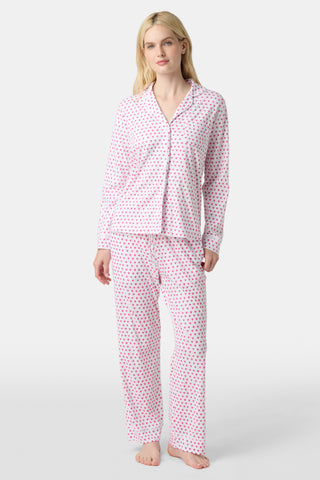 Roller Rabbit Pink Hearts Long Sleeve Polo Pajamas
