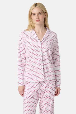 Roller Rabbit Pink Hearts Long Sleeve Polo Pajamas