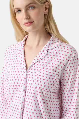 Roller Rabbit Pink Hearts Long Sleeve Polo Pajamas