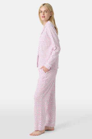 Roller Rabbit Pink Hearts Long Sleeve Polo Pajamas