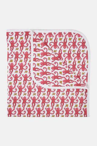 Roller Rabbit Pink Infant Monkey Receiving Blanket