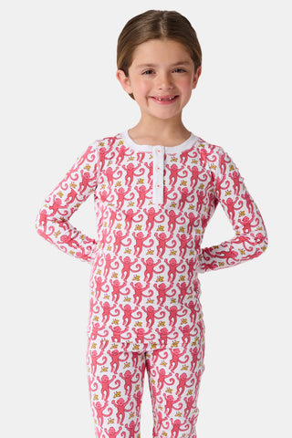 Roller Rabbit Pink Kids Monkey Pajamas