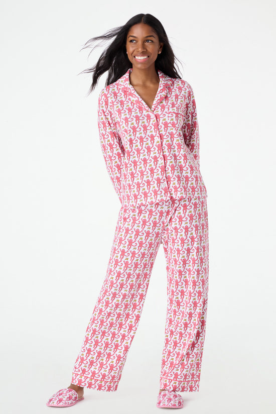 Monkey Long Sleeve Polo Pajamas | Roller Rabbit