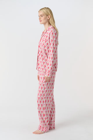 Roller Rabbit Pink Monkey Long Sleeve Polo Pajamas