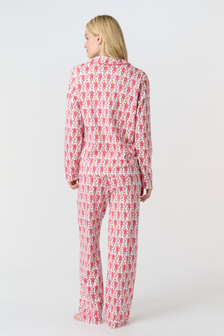 Roller Rabbit Pink Monkey Long Sleeve Polo Pajamas