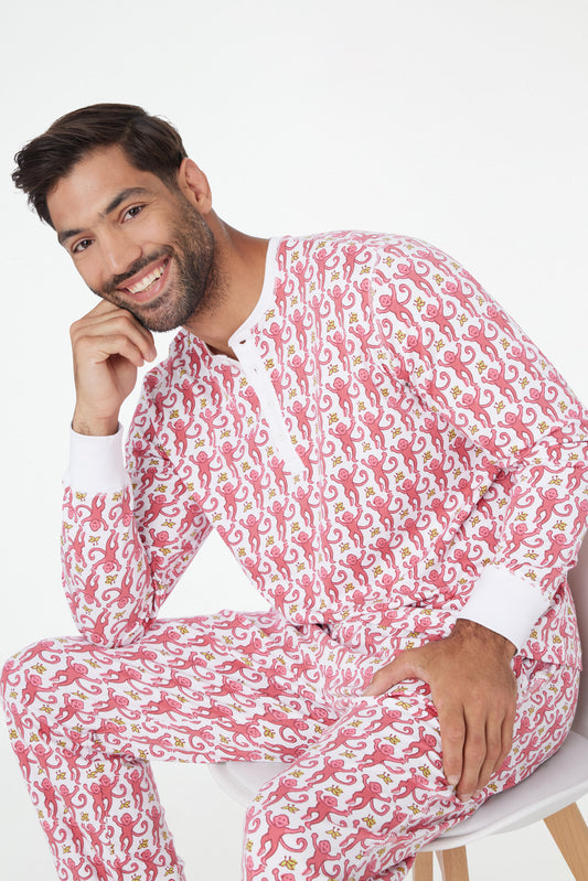 Roller Rabbit Men's Monkey Pink Spencer Pajamas