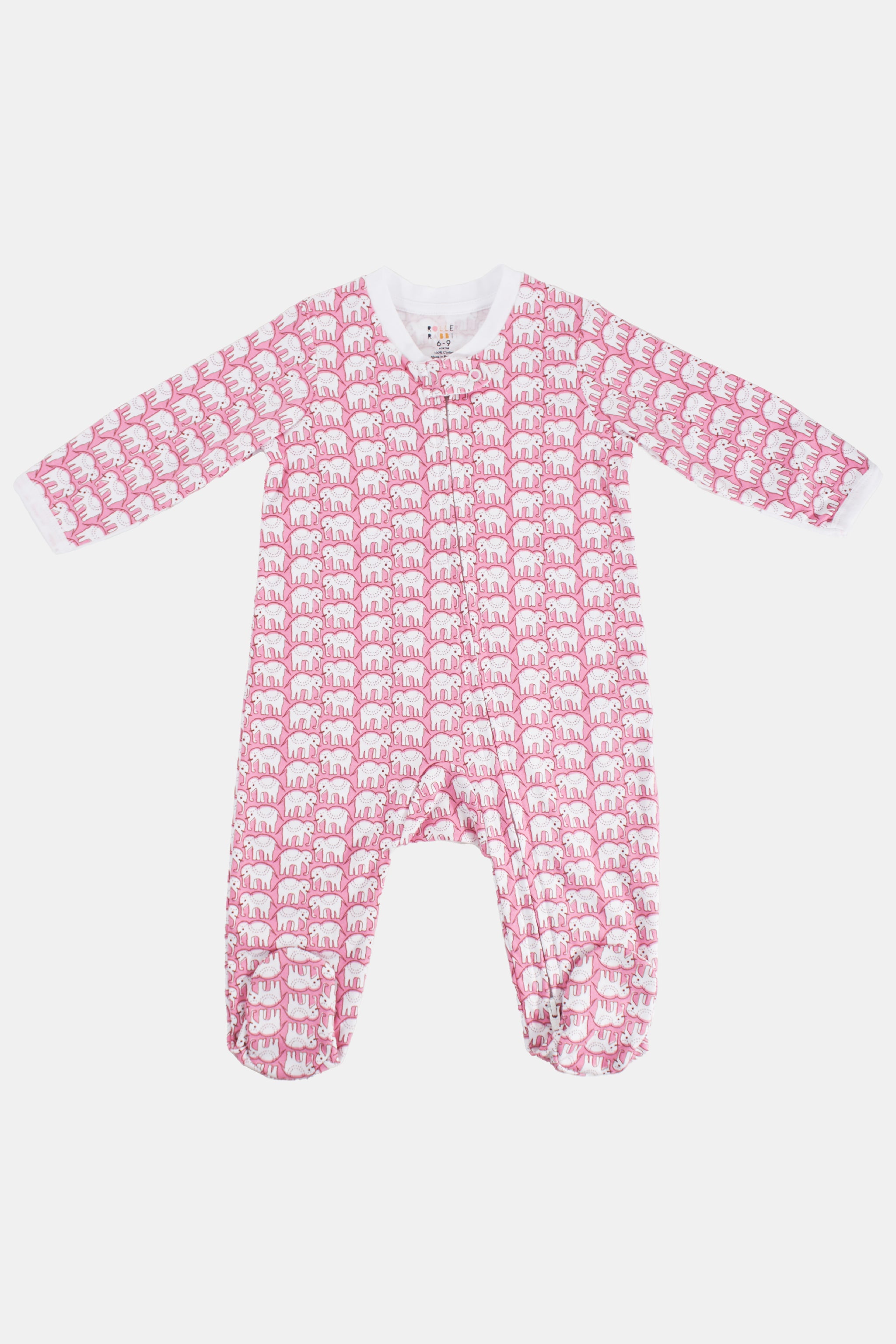 front-snap heart print footie
