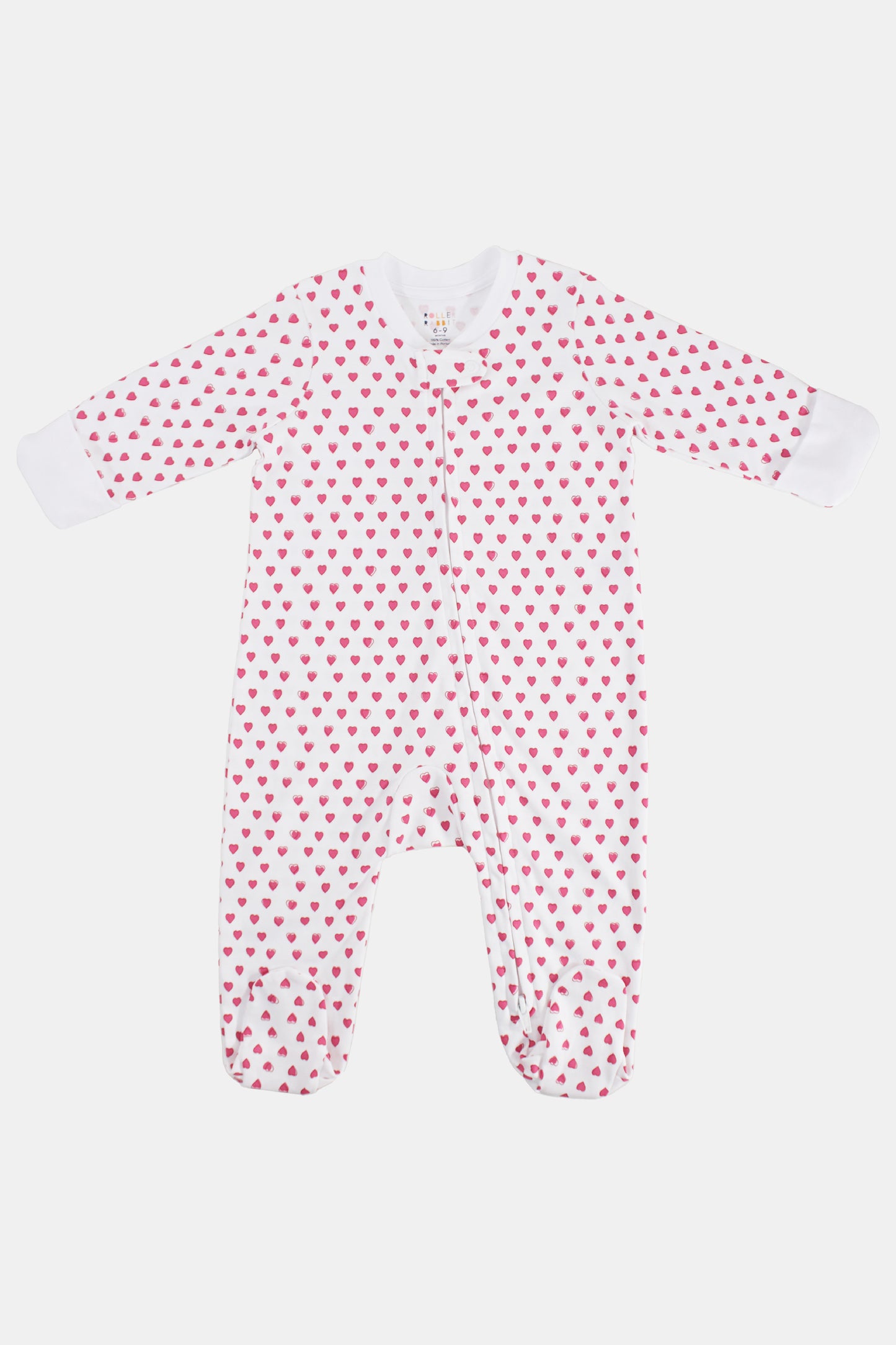 Roller Rabbit Pink Hearts Infant Footie Zipper Pajama