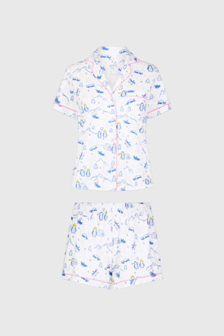 Roller Rabbit Blue Penguin Party Polo Pajamas