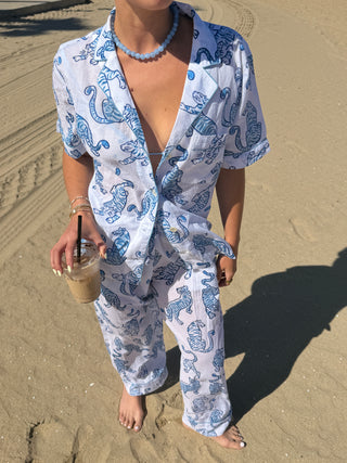 Woman in Wild Tigers Pajamas