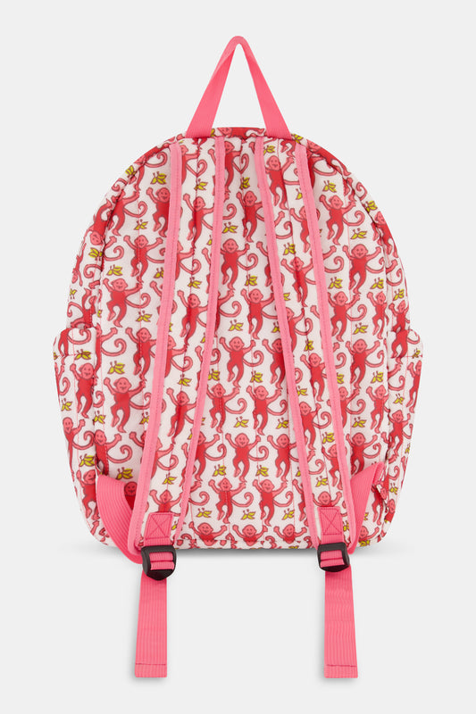 Roller Rabbit Pink Monkey Quilted Nylon Backpack