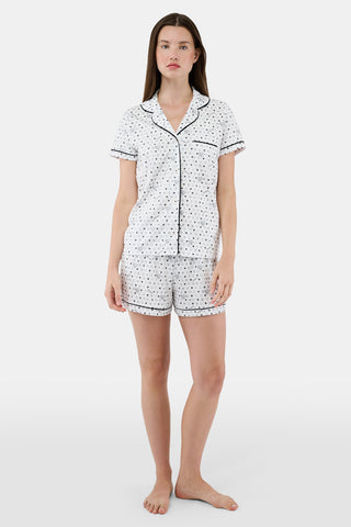 Roller Rabbit Black Quilted Hearts Polo Pajamas