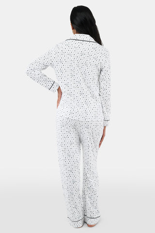 Roller Rabbit Black Quilted Hearts Long Sleeve Polo Pajamas