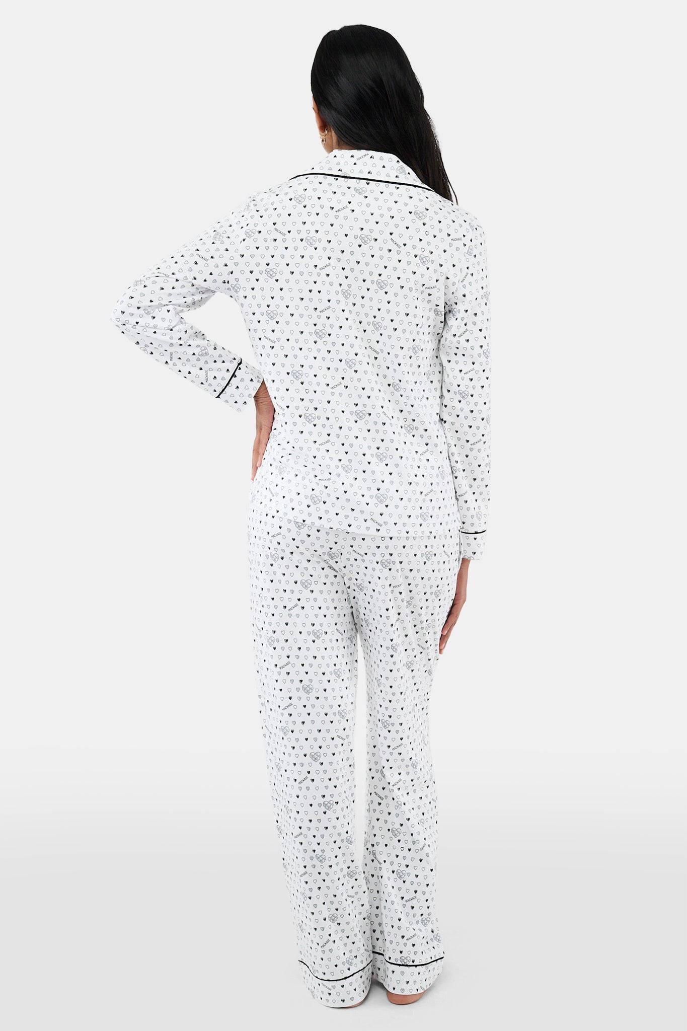 Roller Rabbit Black Quilted Hearts Long Sleeve Polo Pajamas  view 7