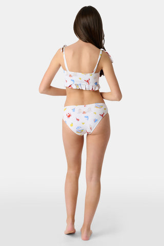 Roller Rabbit Red Kids Ruffle Catch Of The Day Cora Bikini