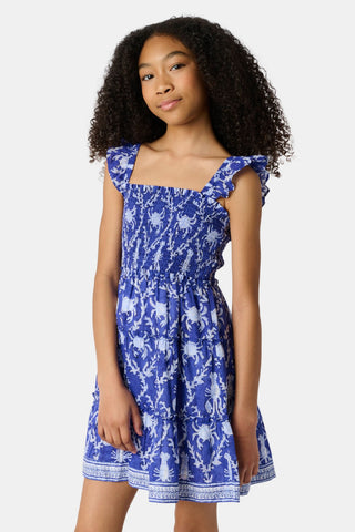 Roller Rabbit Blue Kids Lobster Trellis Ceri Dress
