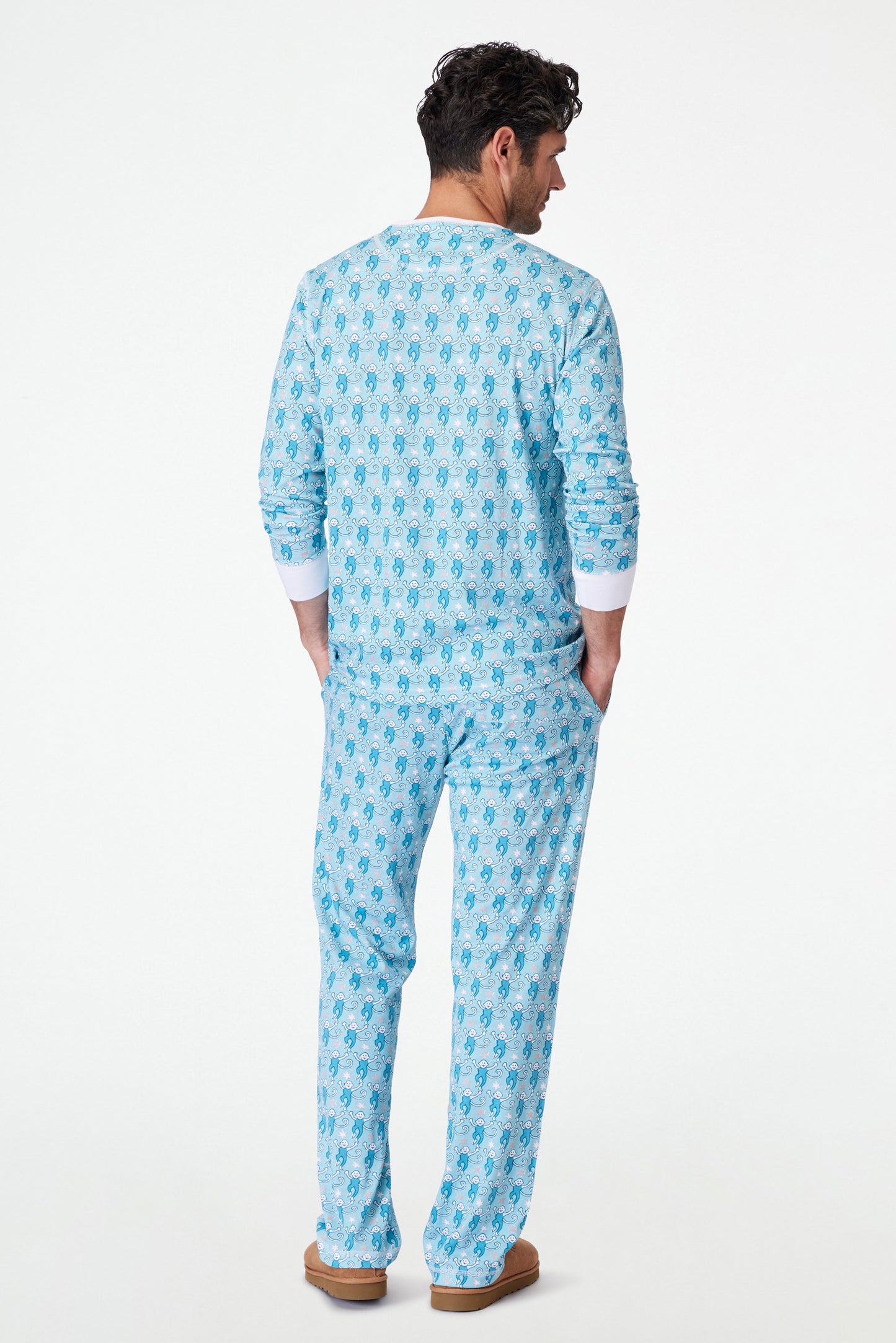 Roller Rabbit Mens Blue Star Monkey Spencer Pajamas